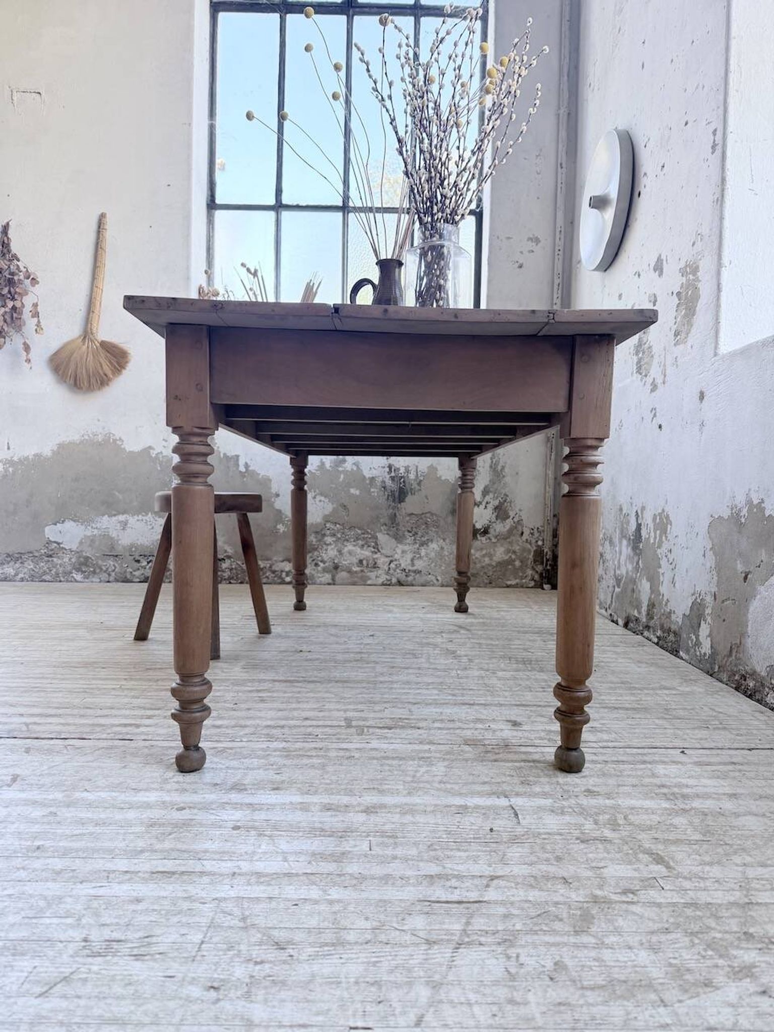 Bistro farmhouse table cherry wood turned legs 180cm