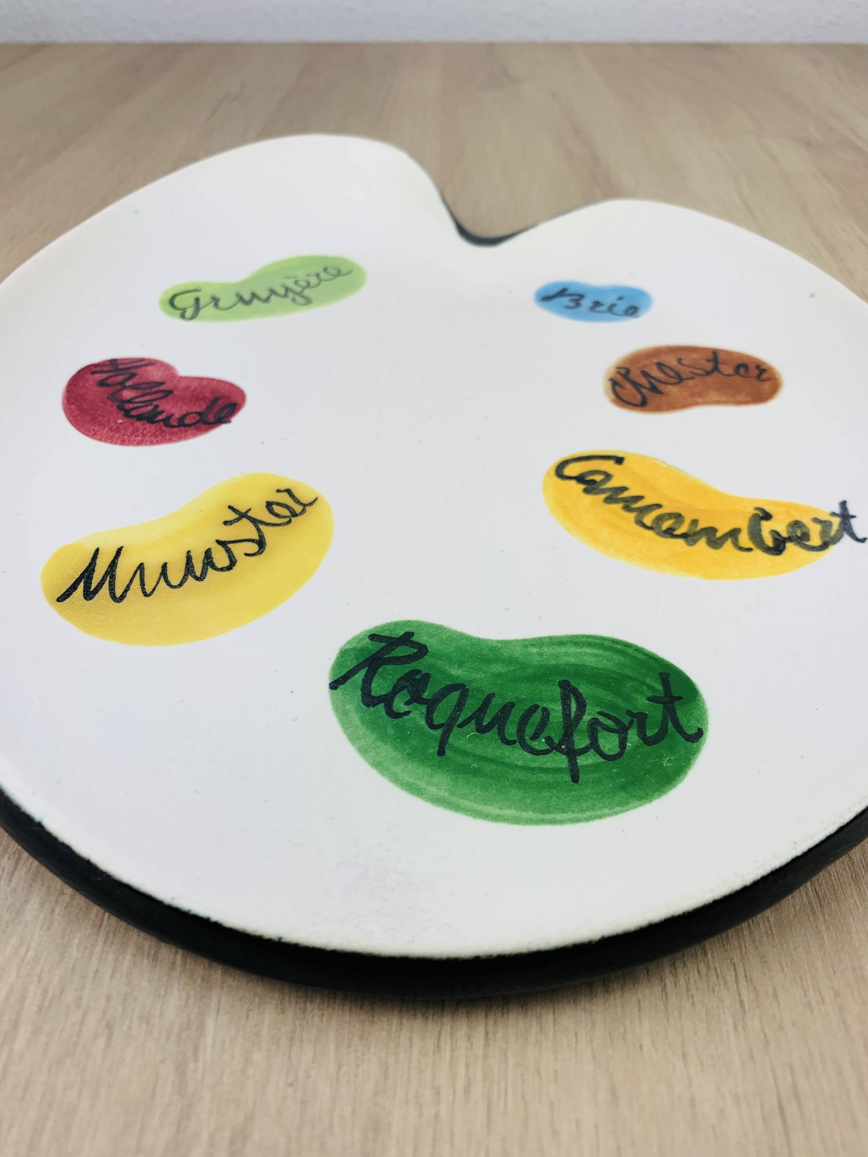 Ceramic cheese platter by Elchinger, 1950s, palette.