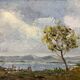 20th Century Antique Lake Scene Landscape Oil Painting