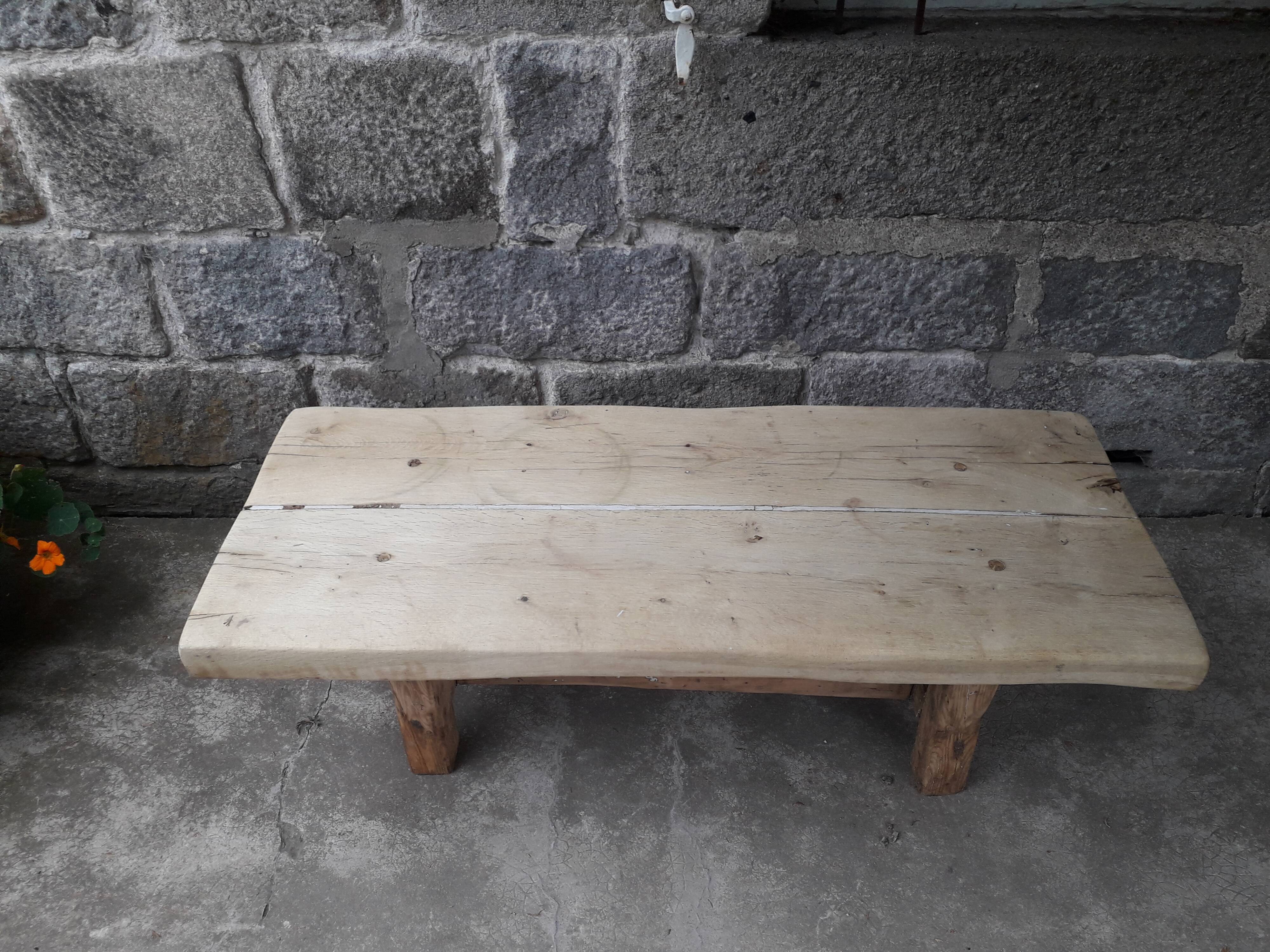 Brutalist solid oak coffee table