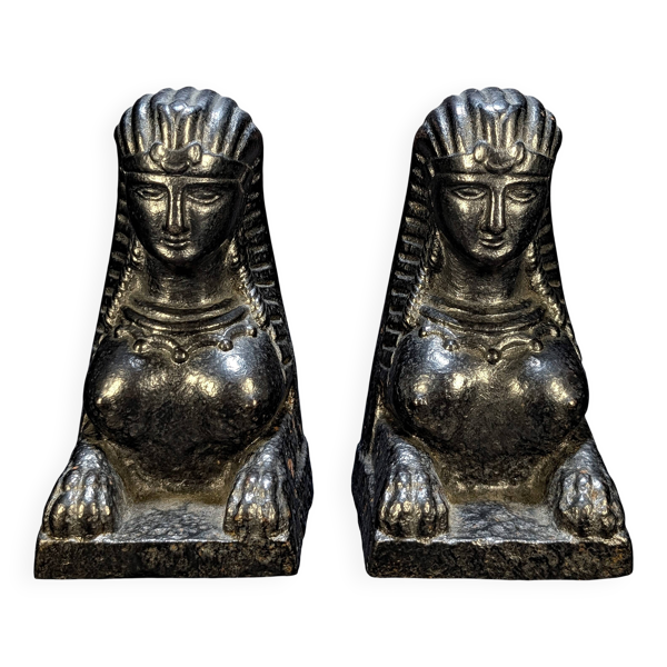 Anciens chenets orientalistes – figures assyriennes, XVIIIème s.