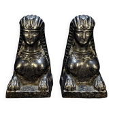 Ancient Orientalist Andirons – Assyrian Figures 18th Century