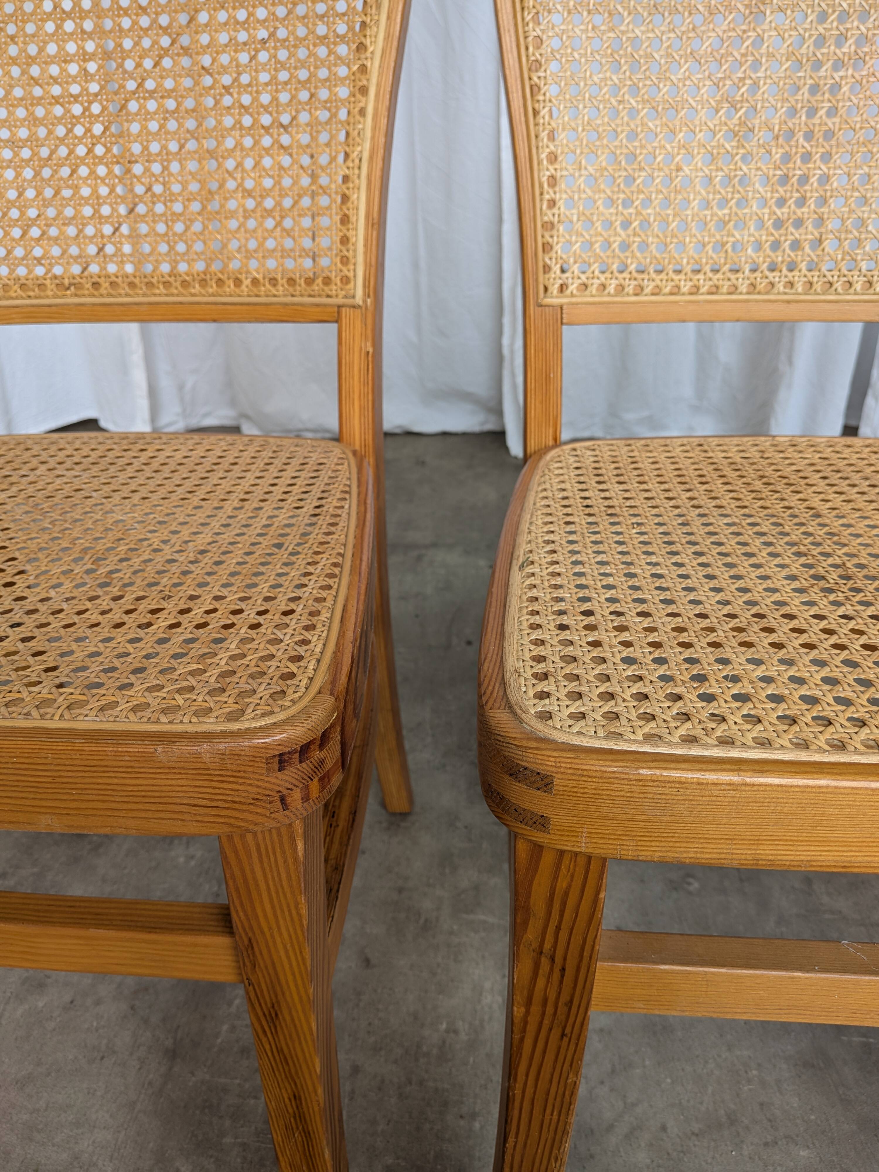 Set of 3 Vintage Wooden Dining Chairs with Cane Seat - Mid-Century Yugoslav