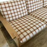 Vintage brutalist sofa in solid oak circa 1980