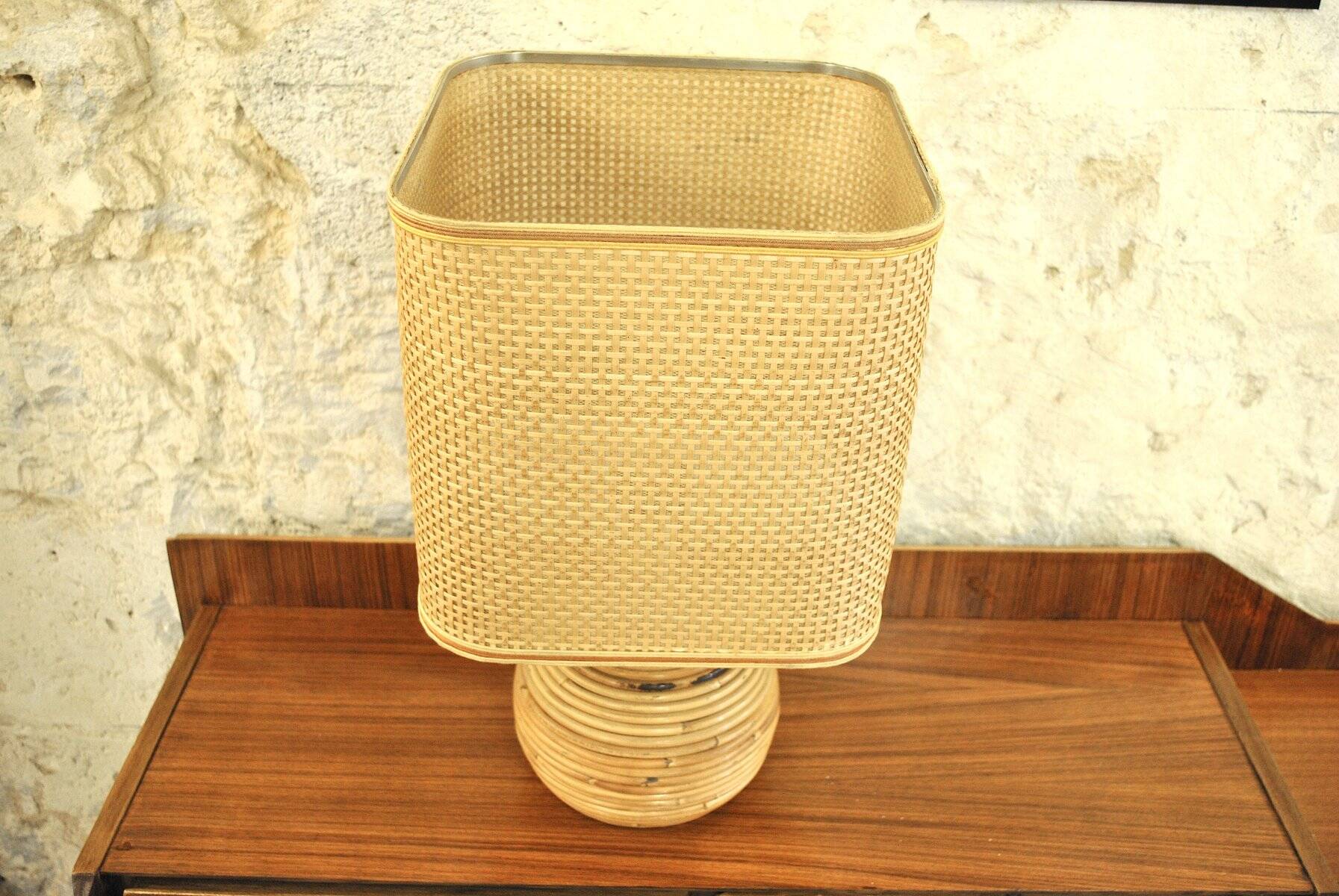 Wicker table lamp, Italy, 1960s