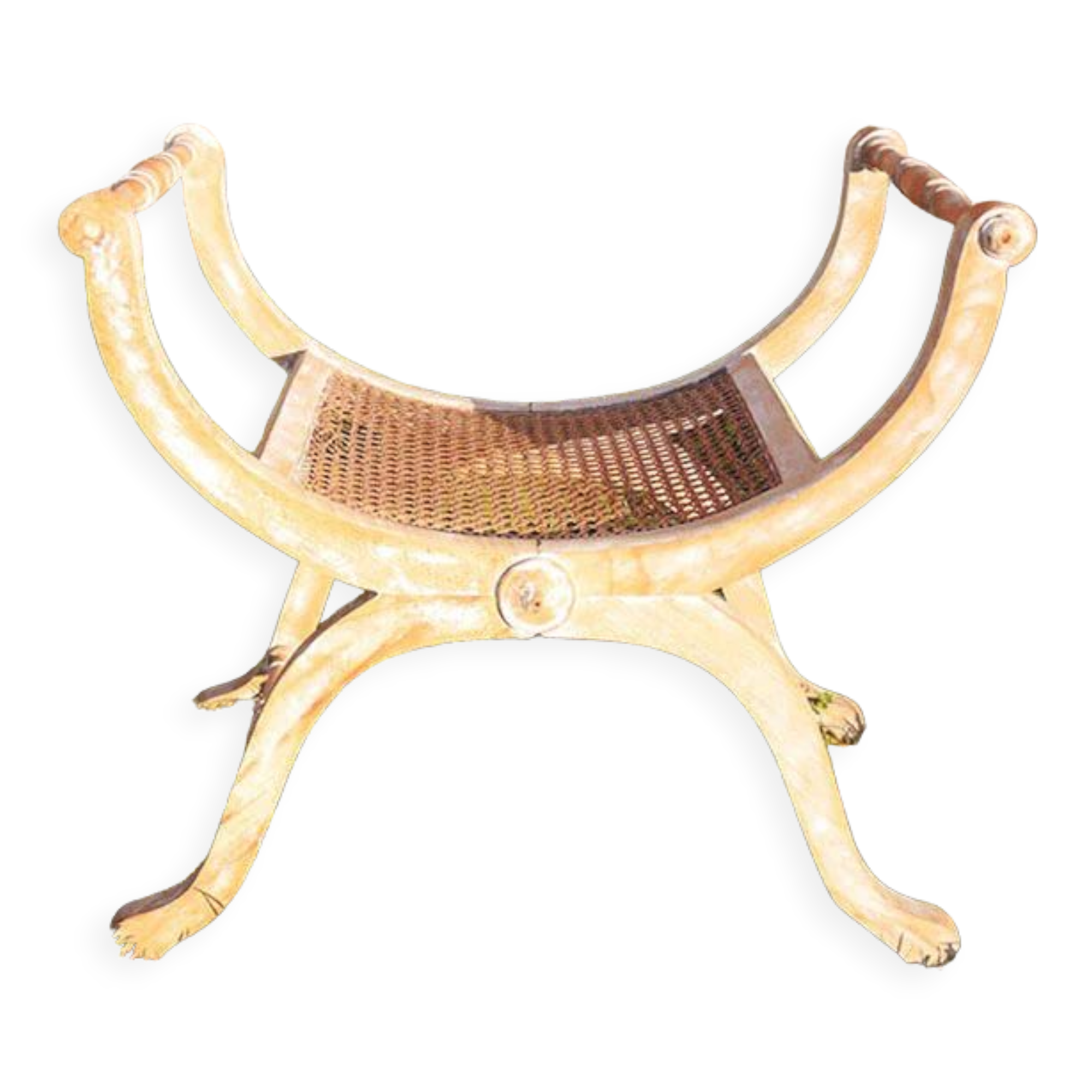 Ancien siège curule bois & cannage