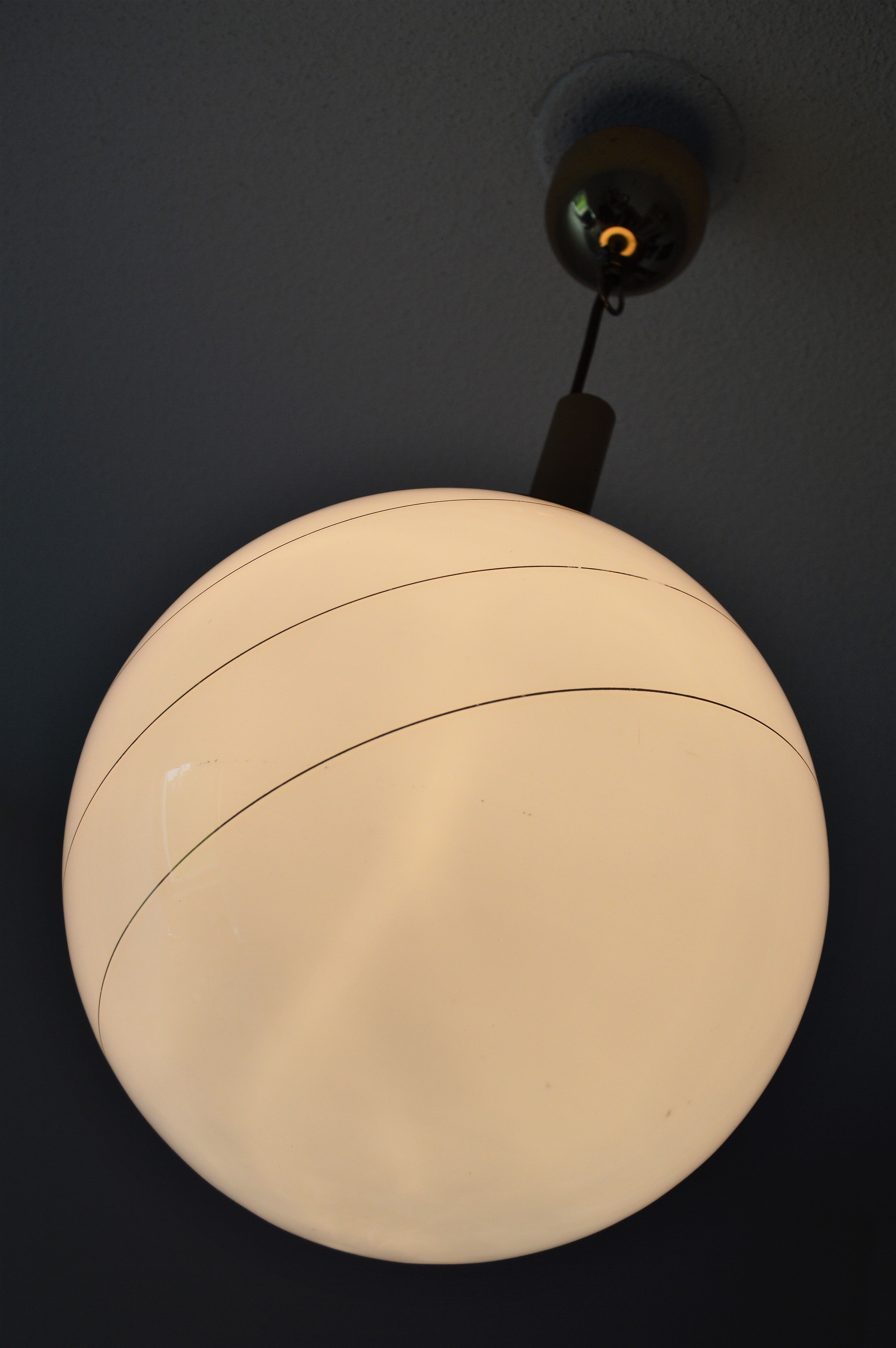 60s design glass ceiling chandelier Glashütte Limburg Bauhaus