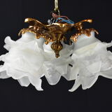 Bronze ceiling lamp 3 lamps glass paste.