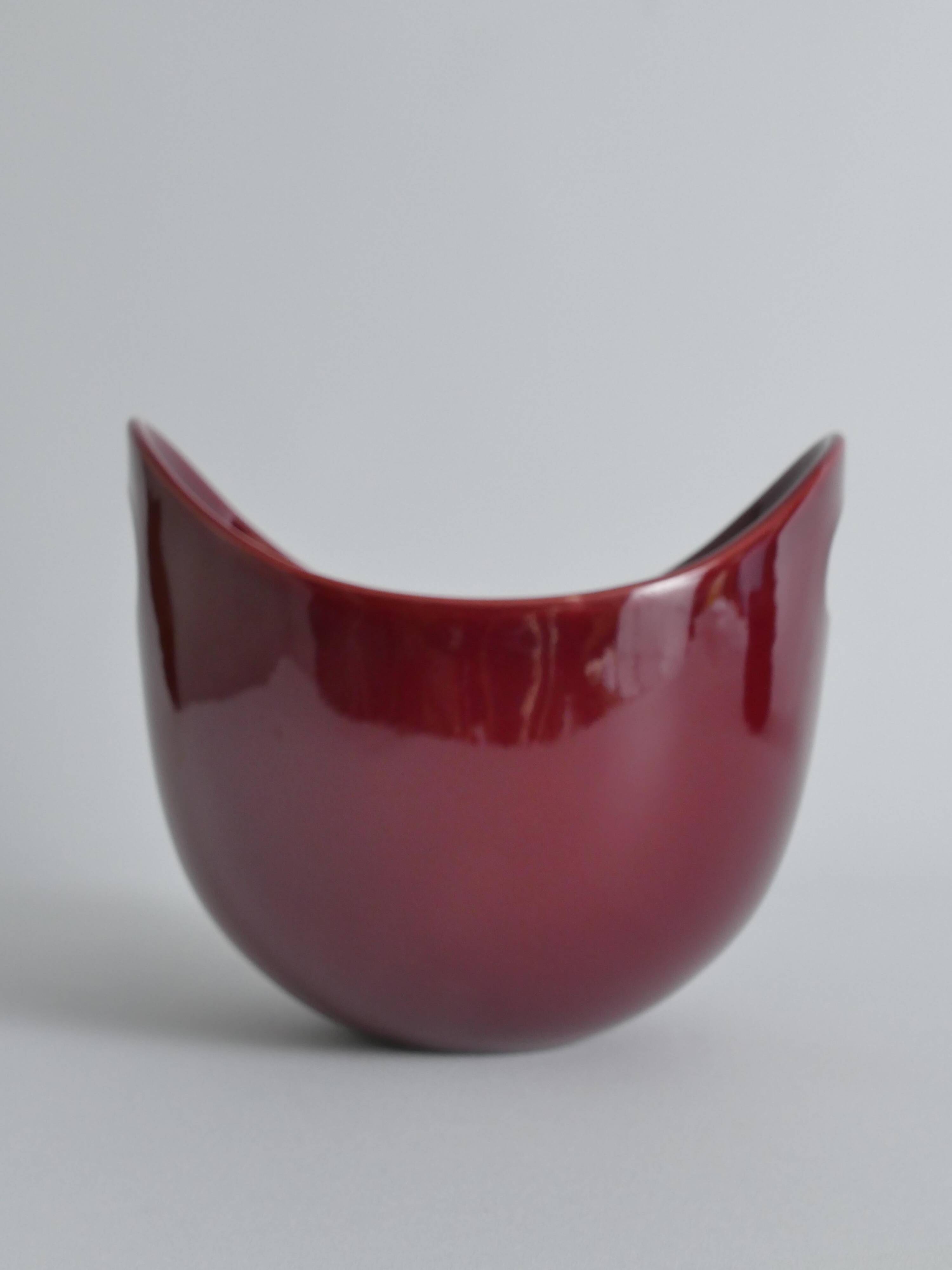 Scandinavian Modern Merlot Red Stoneware Bowl by SYCO, Sweden, 1950s