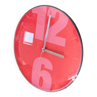 Horloge murale ronde Karlsson rétro rouge & rose