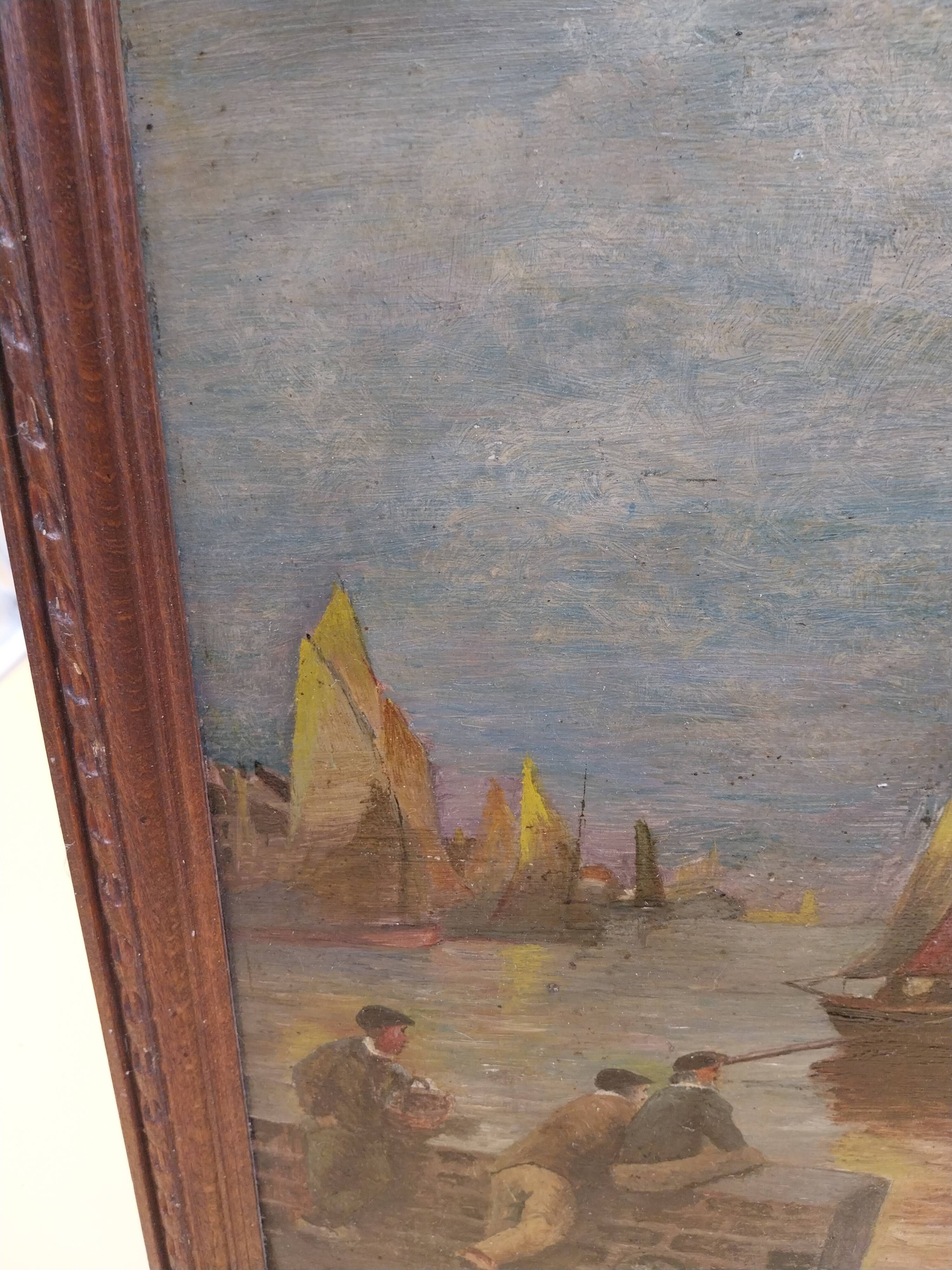 Marine painting oil on hardboard unsigned