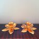 Brass flower candlesticks, 1970.