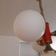 Chandelier 4 lights brass painted metal and opaline circa 1960