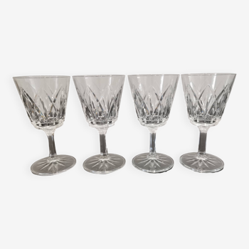 Set de 4 verres à pied à eau en cristal ciselé vintage