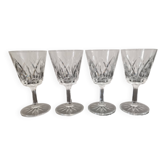 Set of 4 vintage chiseled crystal water glasses
