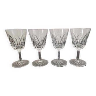 Set de 4 verres à pied à eau en cristal ciselé vintage