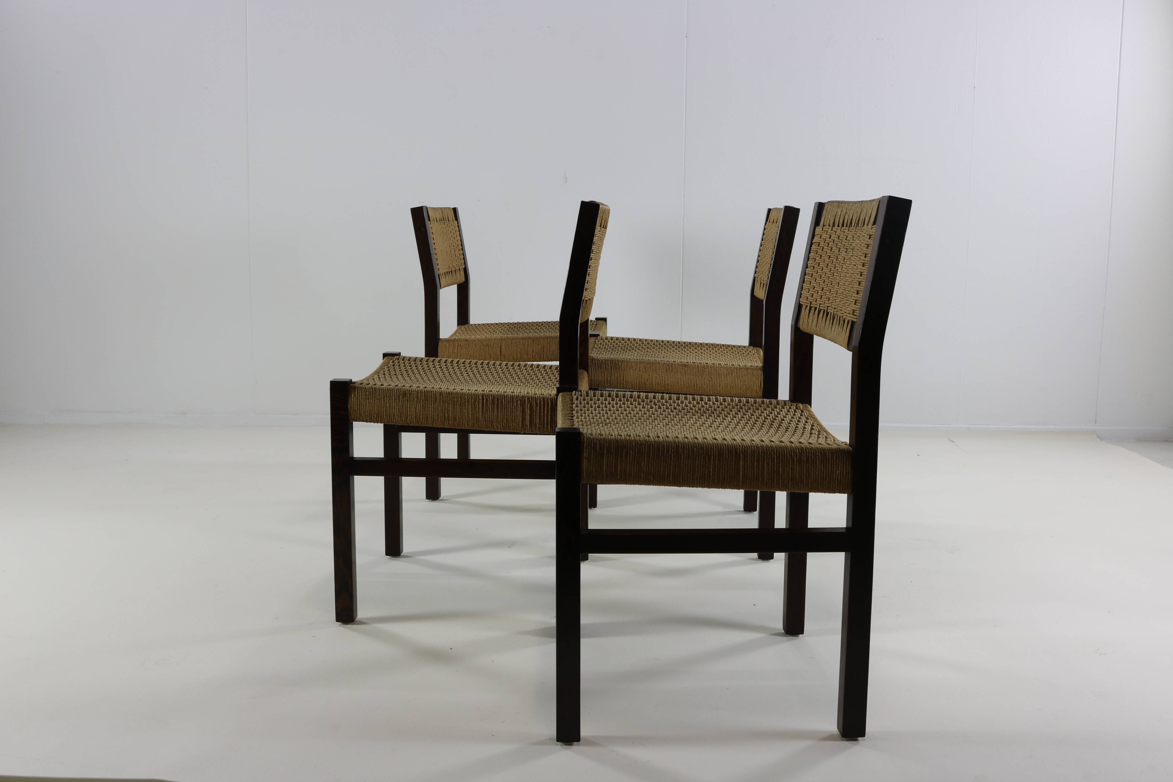 Set of four wenge wood dining chairs by Arnold Merckx for Fristho Holland