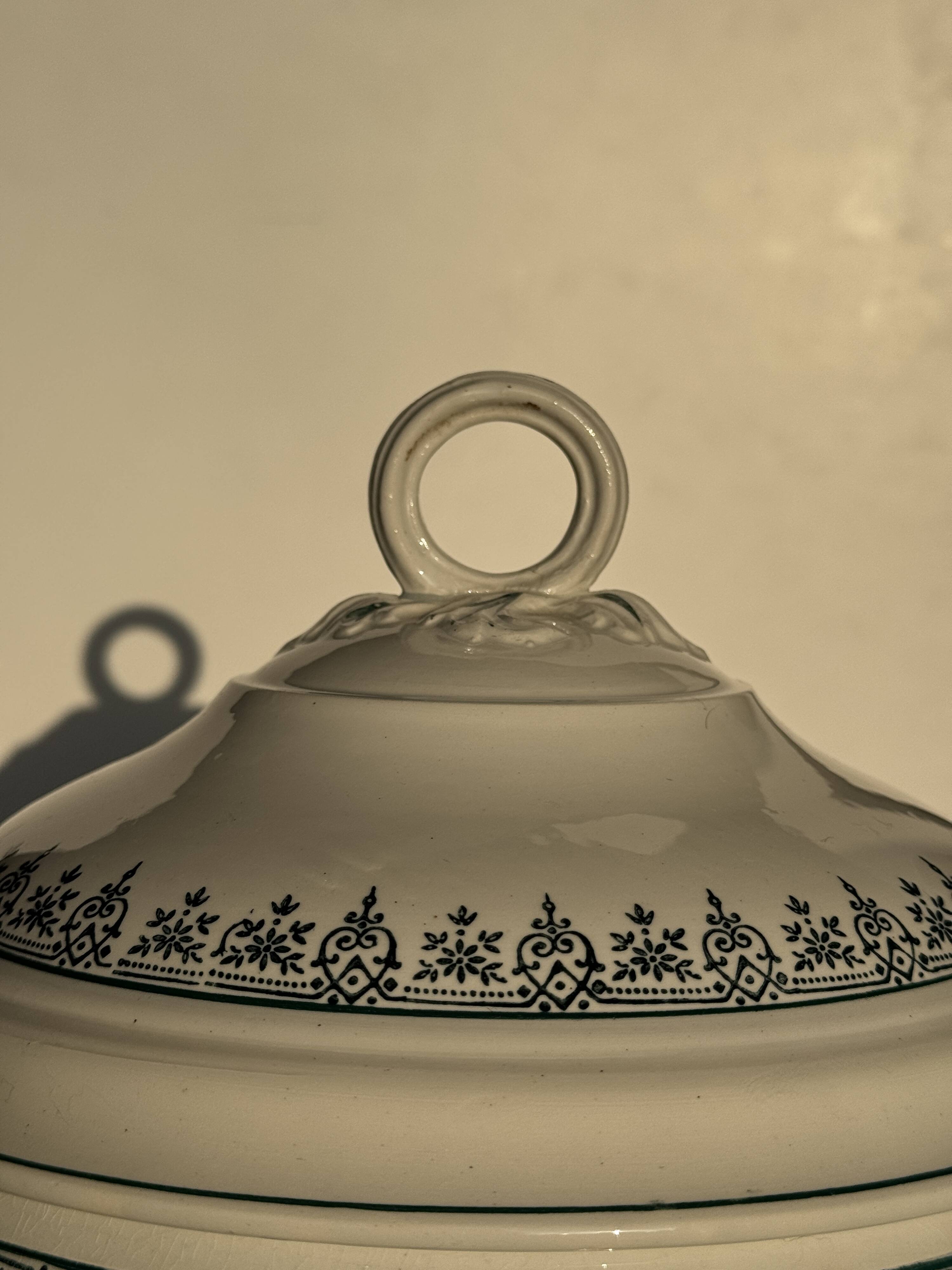 Covered soup tureen or vegetable dish in Saint Amand earthenware H29 D28