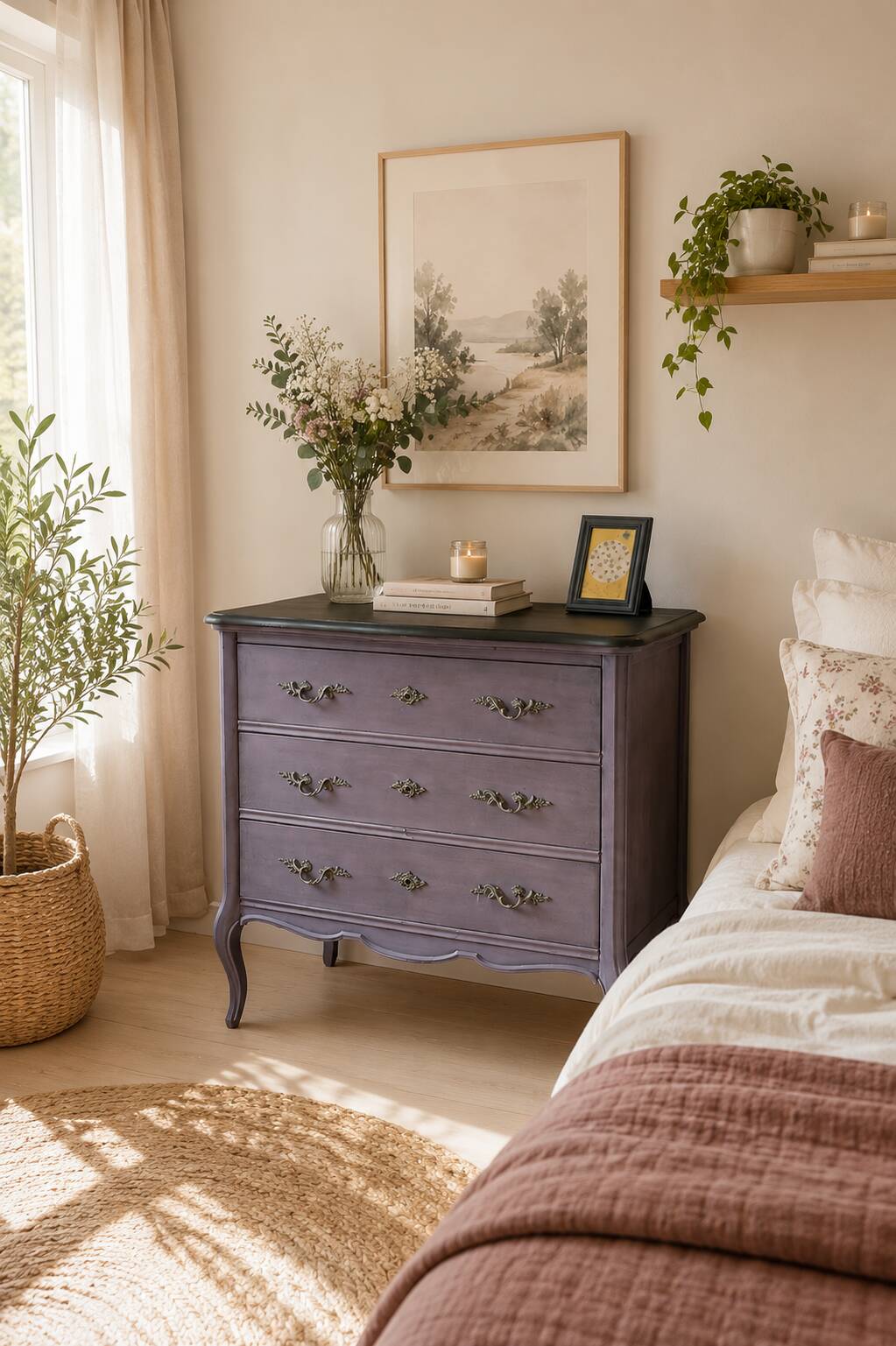Classic commode with a violet patina