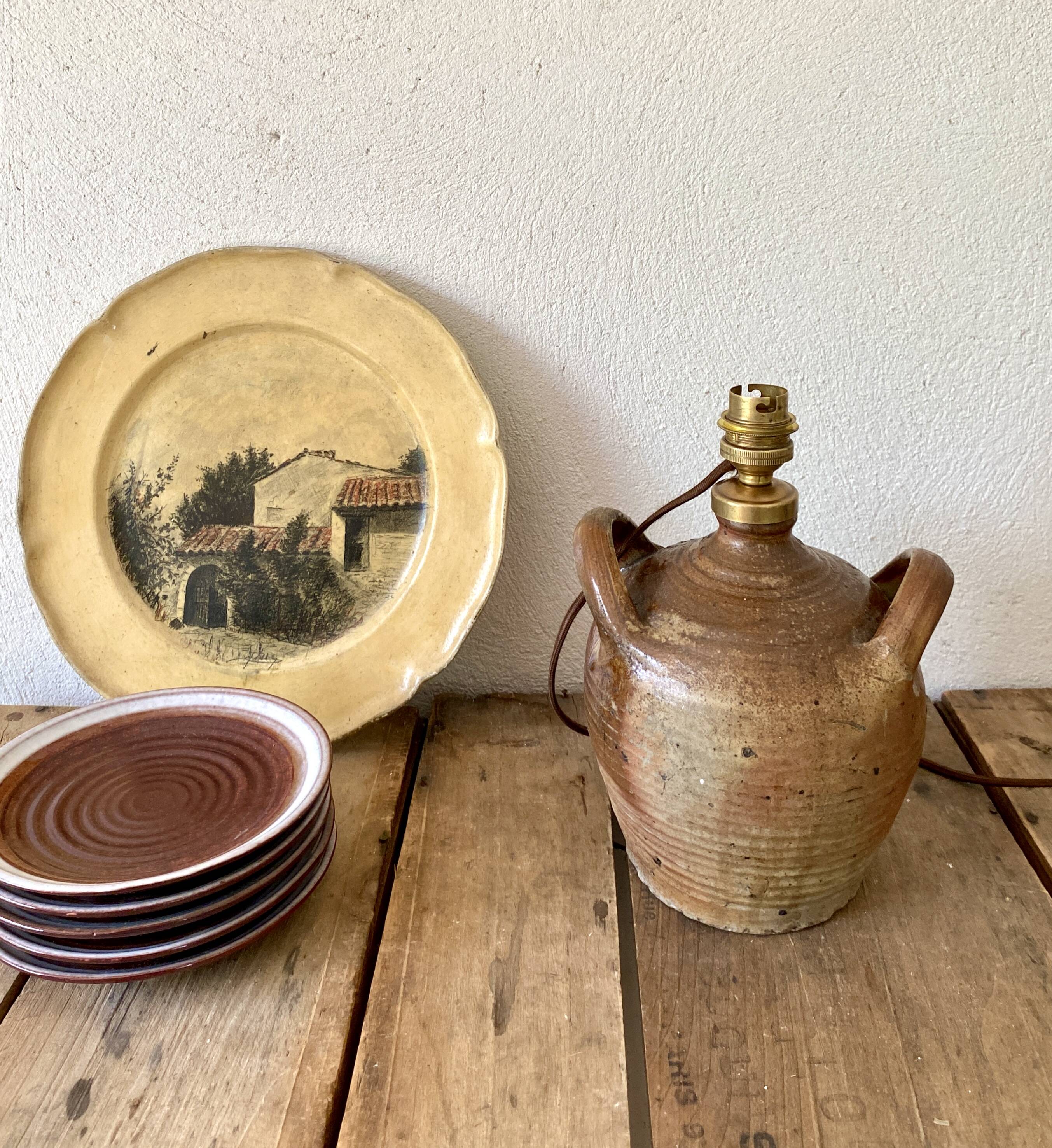 Stoneware lamp with its new 2M fabric cable