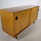 Buffet à portes coulissantes Erich Stratmann années 1960, orme