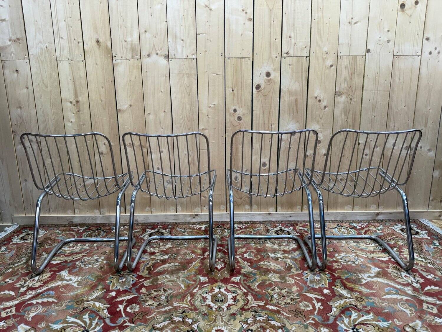 Set of 4 chairs attributed to Willy Rizzo – Chrome steel – 1970s