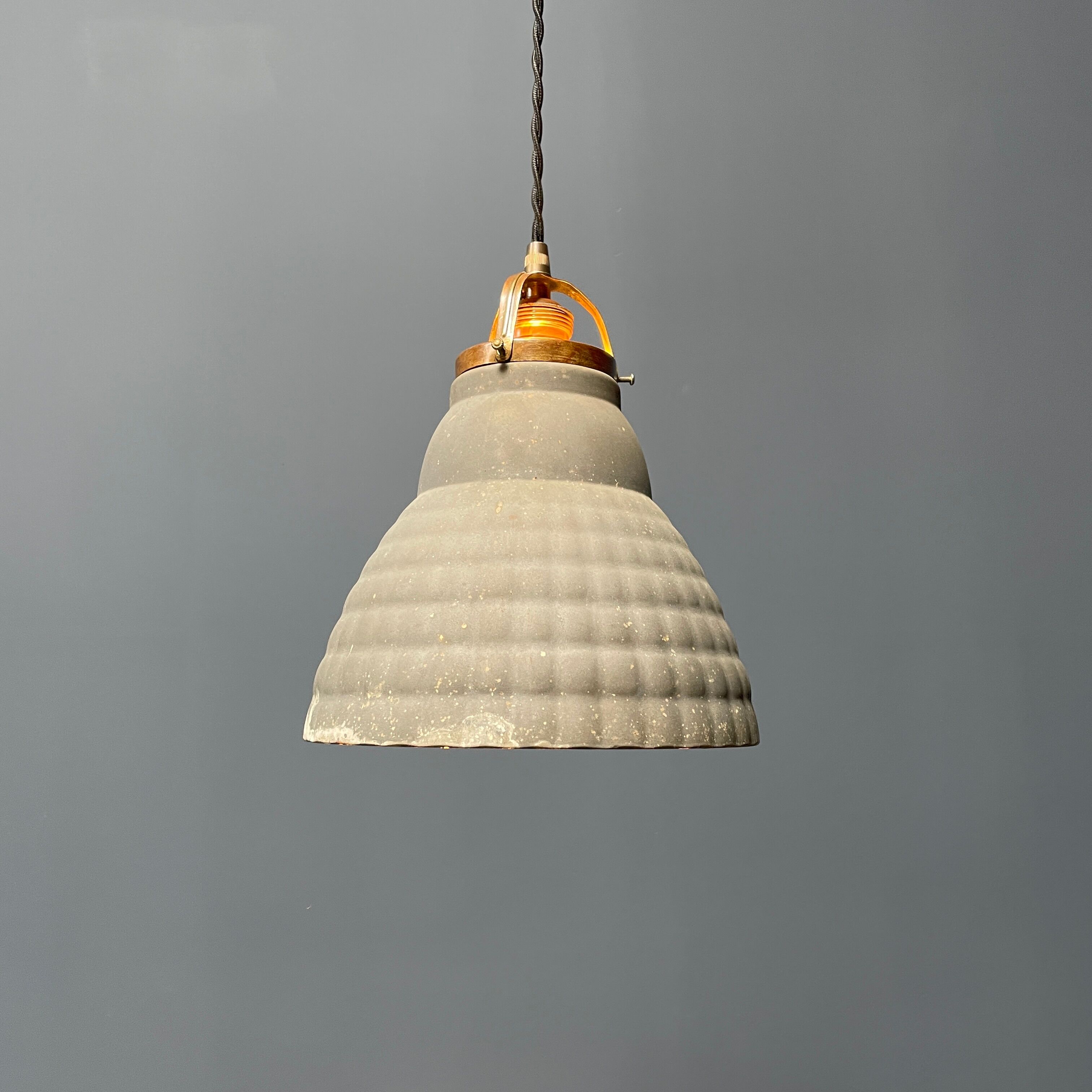 Old mercury glass hanging lamp with brass fixture