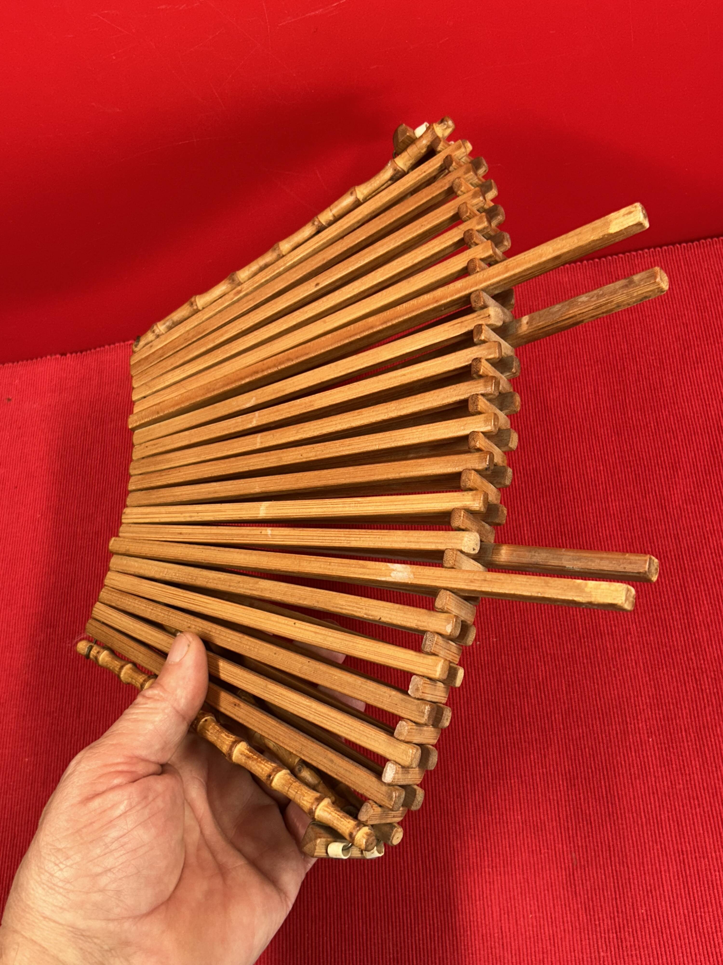 panier en rotin, bambou, corbeille vide poche vintage années 60