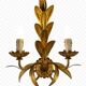 Pair of vintage wall lights in gilded metal, foliage, in the style of Hans Kögl.
