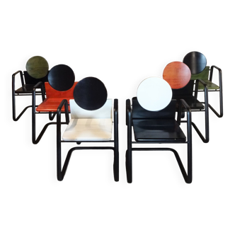 Postmodern Chairs Model G-Pino Pinocchio by Martin Stoll for Giroflex, Switzerland, 1992, set of 6