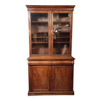 Bibliothèque Anglaise à deux corps en acajou époque fin XIXeme