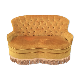 Vintage bench in gold velvet