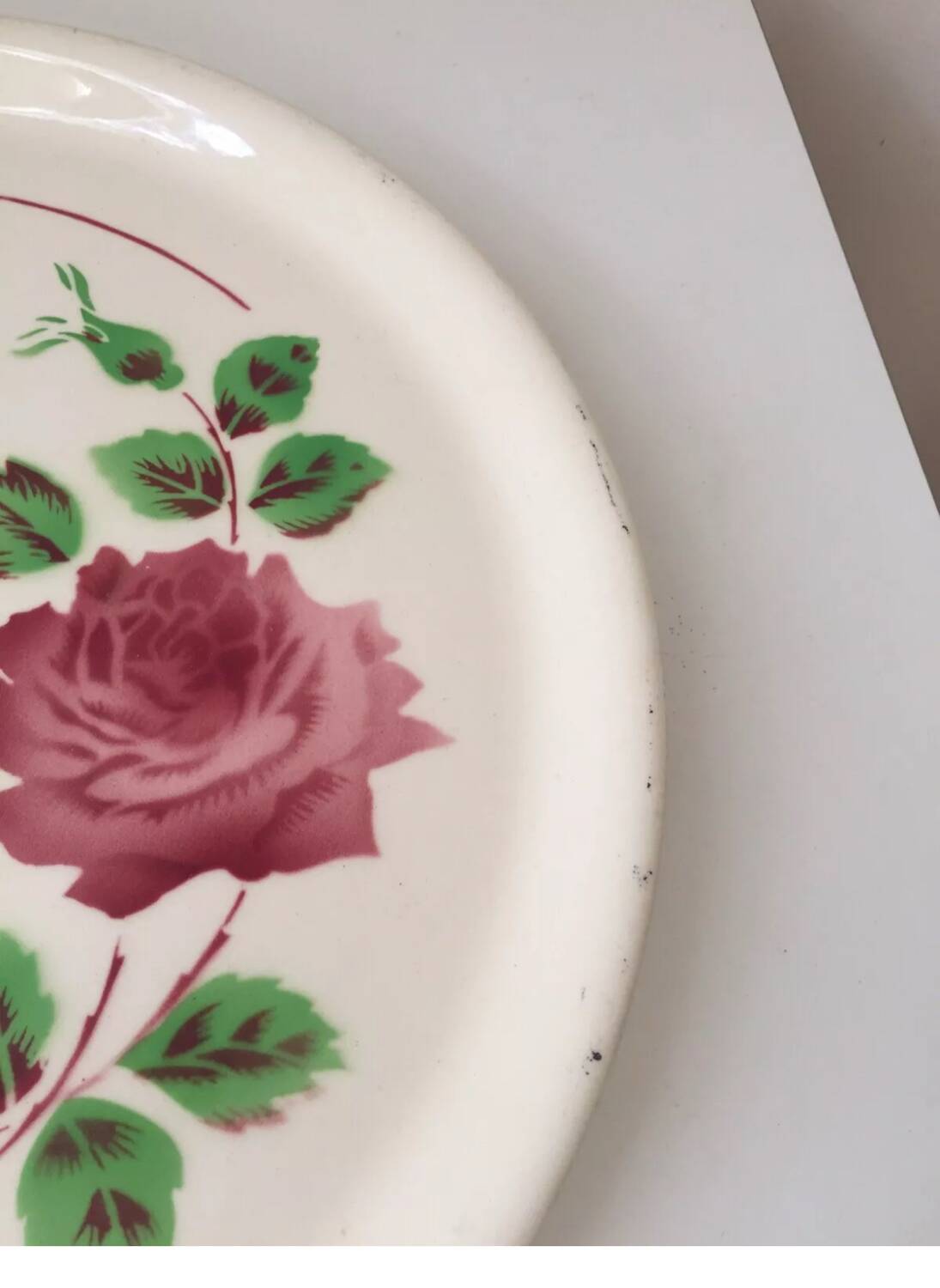 Badonviller pink cake plate Digoin