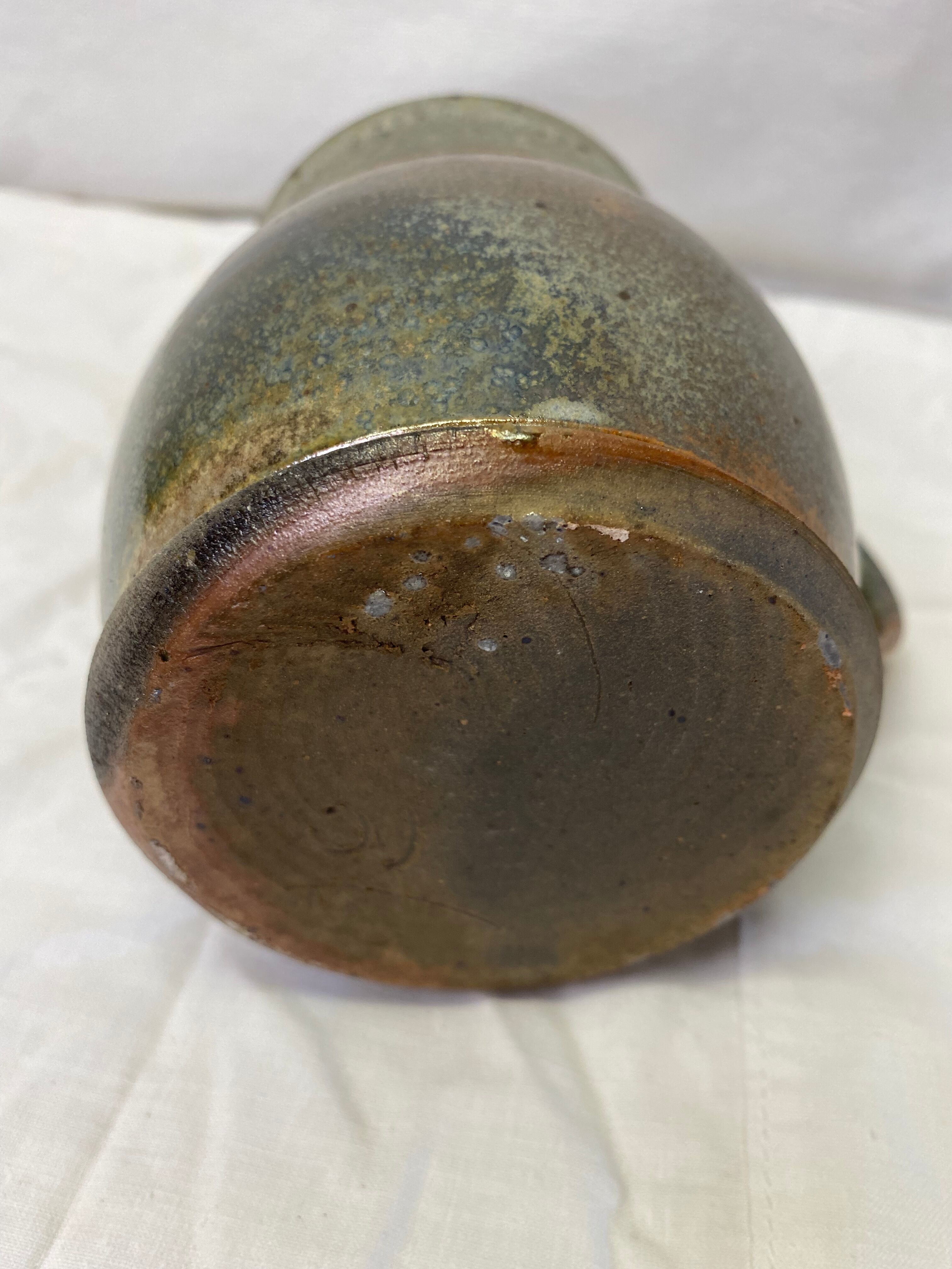 Blue sandstone pot signed