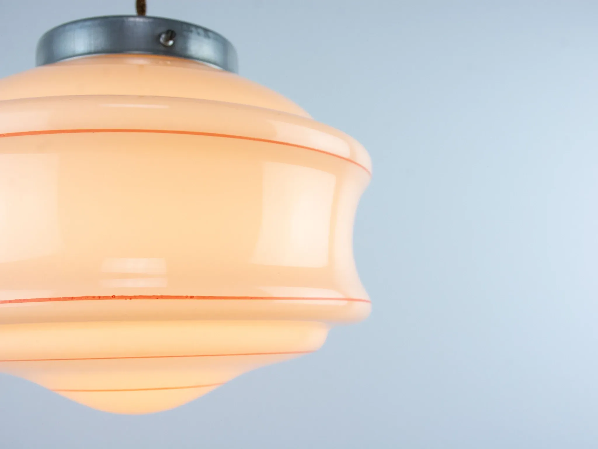 Vintage Art Deco Hanging Lamp, 1960s Pink Ceiling Light