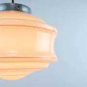 Vintage Art Deco Hanging Lamp, 1960s Pink Ceiling Light