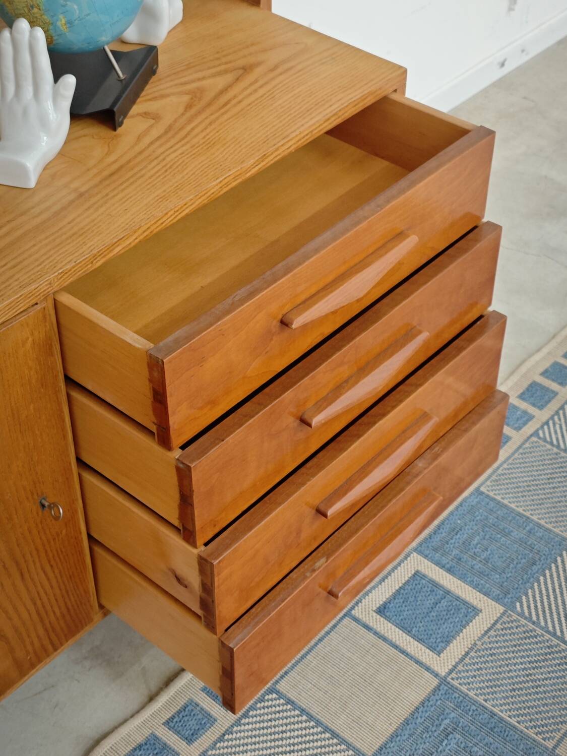 High sideboard, wooden display cabinet by Frantisek Jirak – 1960