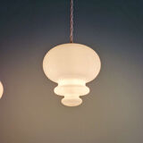 Scandinavian trio of suspensions in white opaline, 1960.