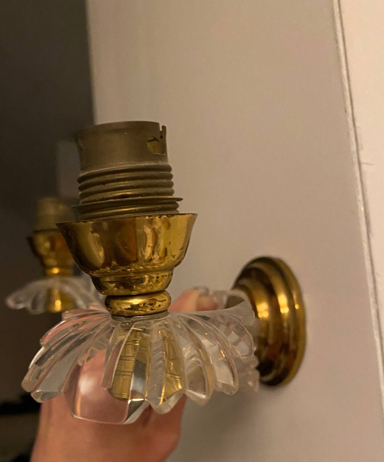 Double brass wall light from the 60s