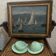 A pair of antique opaline tea cups.