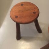 Set of 2 solid wood tripod stools