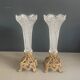Pair of candlesticks in spelter and moulded glass
