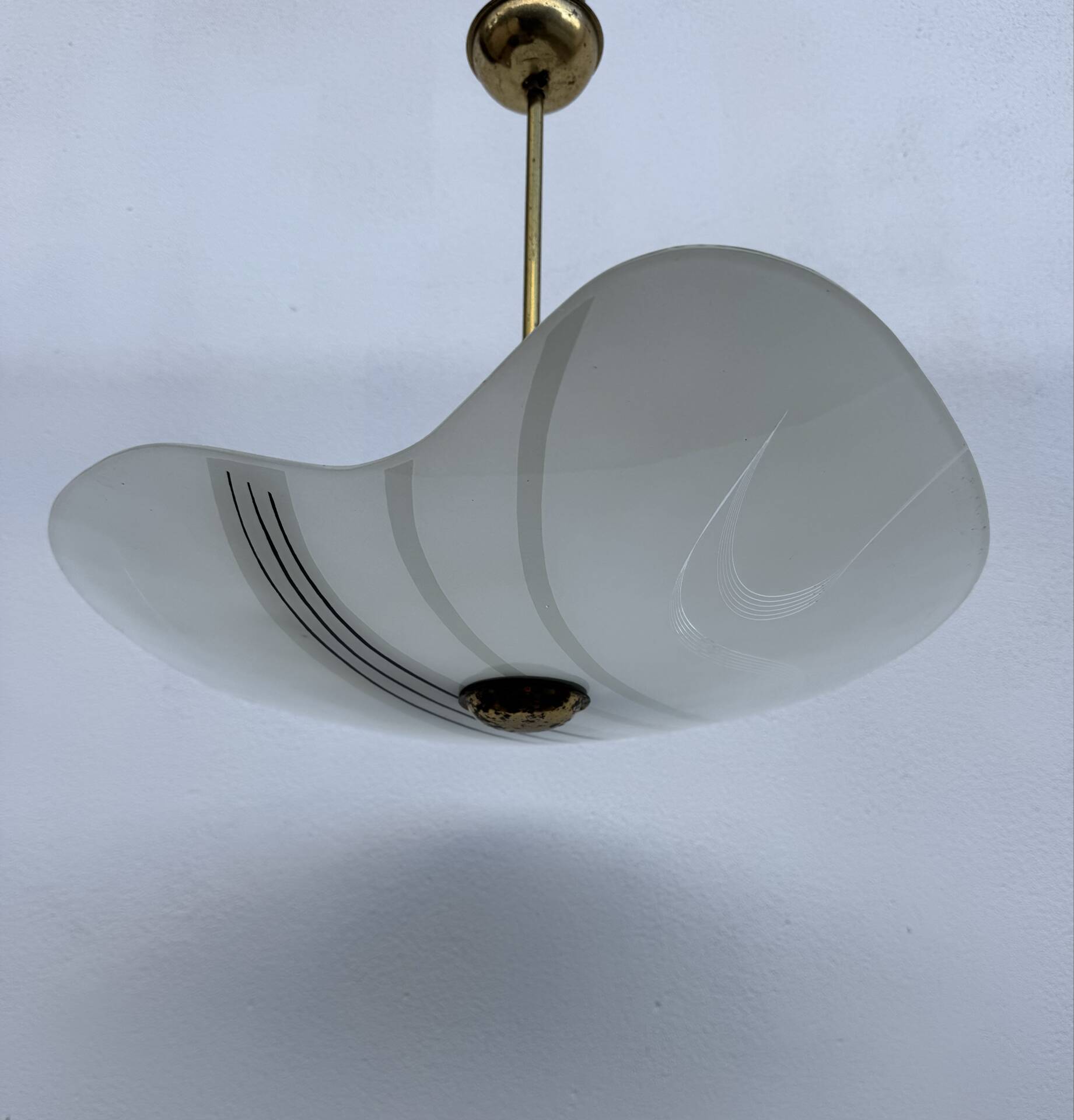 Screen-printed glass pendant from the 1960s
