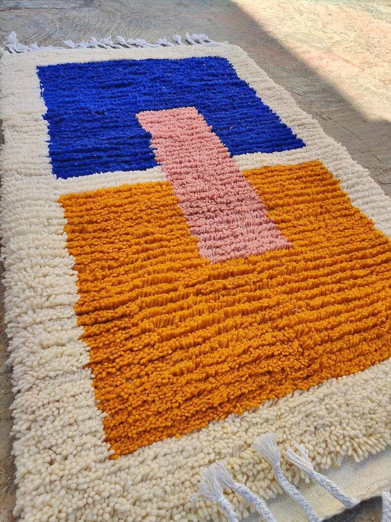 Handmade pure wool rug with colourful patterns 1.5/3.5 m