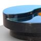 Table basse Willy Rizzo Yin-Yang - Laque, laiton & verre (Circa 70)