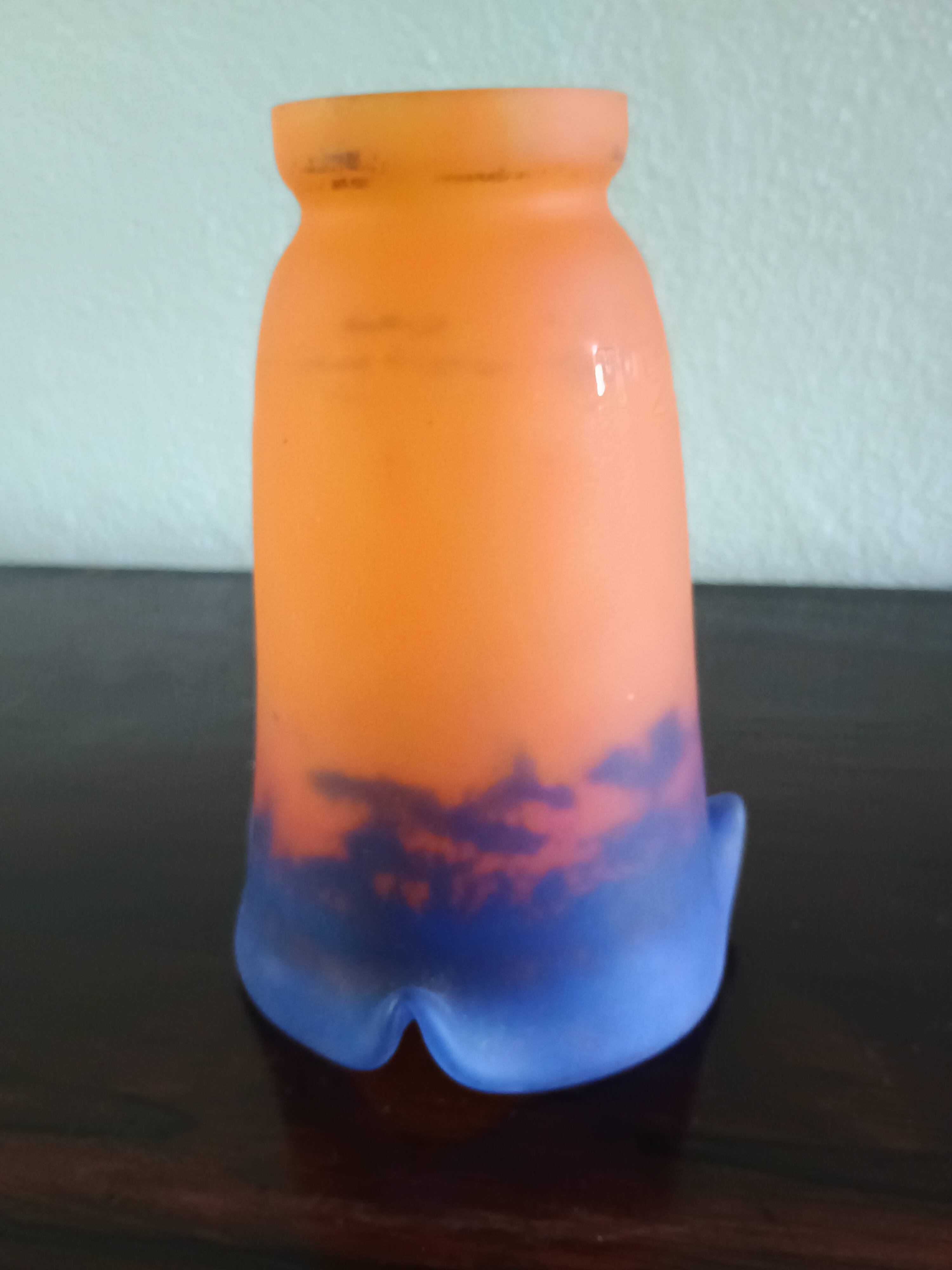Muller Freres Luneville - Tulip Corolla Orange-Violet Marbled Glass