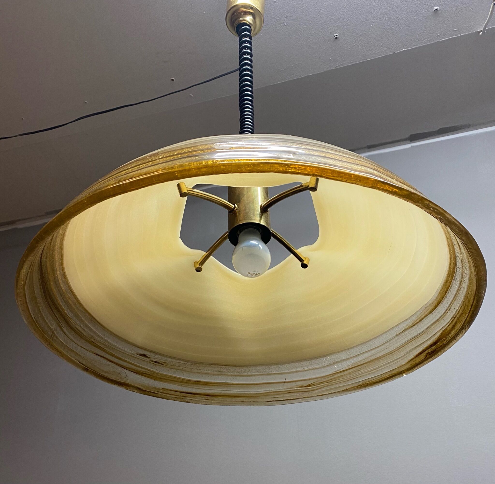 Duża okrągła lampa wisząca regulowana vintage italy 60'