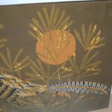 Faisan bleu Cubiste Tapisserie Laine Artiste René Fumeron Tableau France vintage 1970's