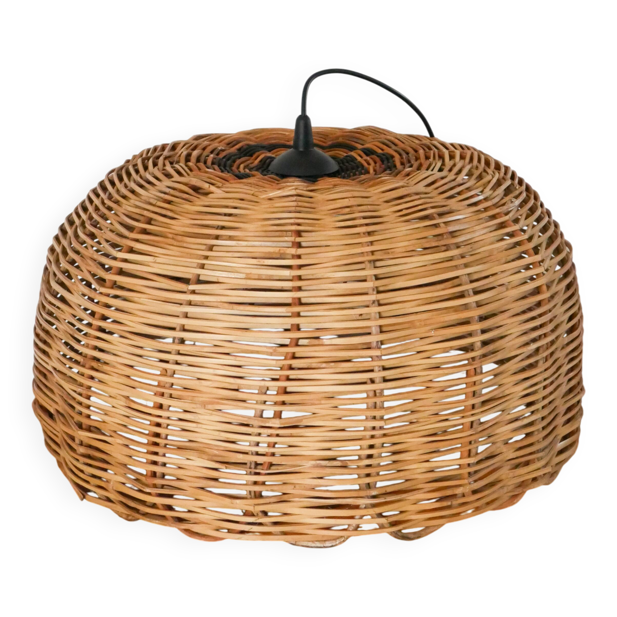 Giant wicker pendant light, round shape, 1970 - 54 X 34 cm