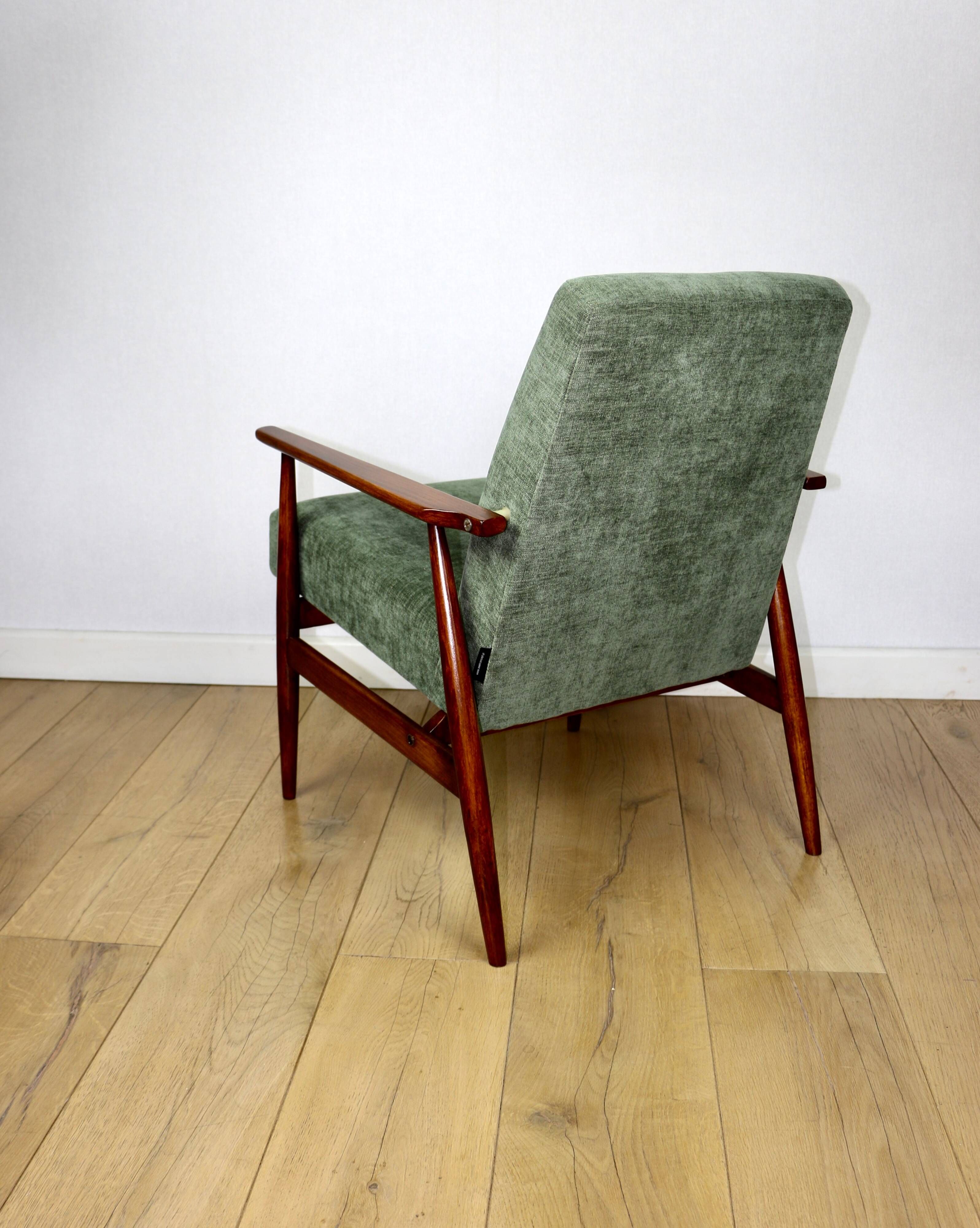 Armchair 'Lis', 1970s olive green design by Henryk Lis - 2 pieces available
